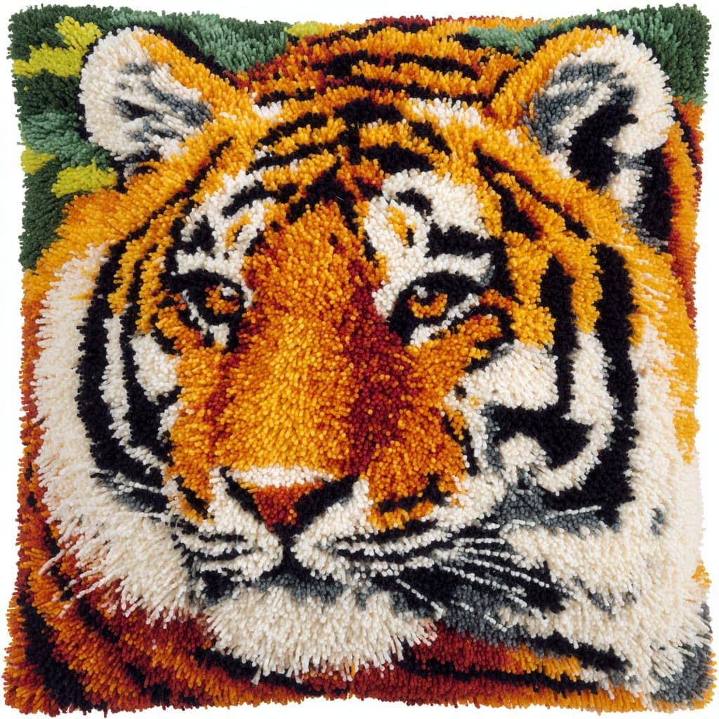 WallustrioaW Latch Hook Cushion Kits for Adults,Animal Tiger