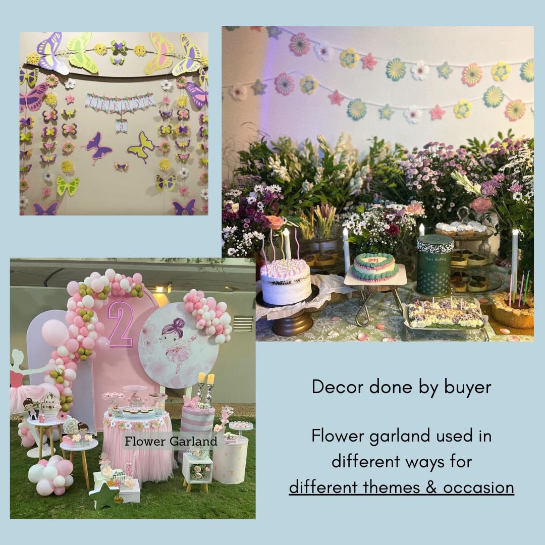Pinfliers Summer, Flower Theme Birthday Decoration/Girls,Kids,Welcome Home,Baby Shower,Backdrop,Wall/Bunting Flags for Decorations,Banner,Streamers/Ugadi Decor Items/18 Pastel Paper Flowers/60 in 1