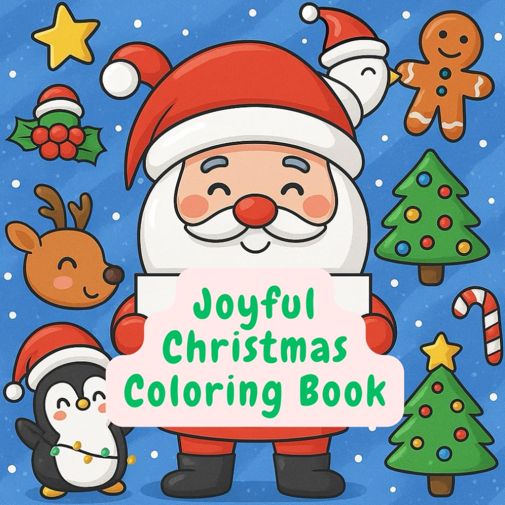 Joyful Christmas Coloring Book: Santa, jingle bell, Reindeer, and Winter Fun: Adorable Christmas Scenes for Kids to Color