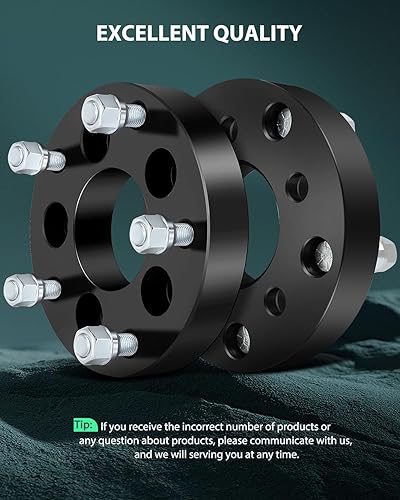Miniatura 6 de SCITOO 2 adaptadores de rueda de 5 x 4.5 a 5 x 5.5 pulgadas, paso de rosca de 12, orificio de cubo de 2.874 in, 5 lengüetas, espaciadores de rueda