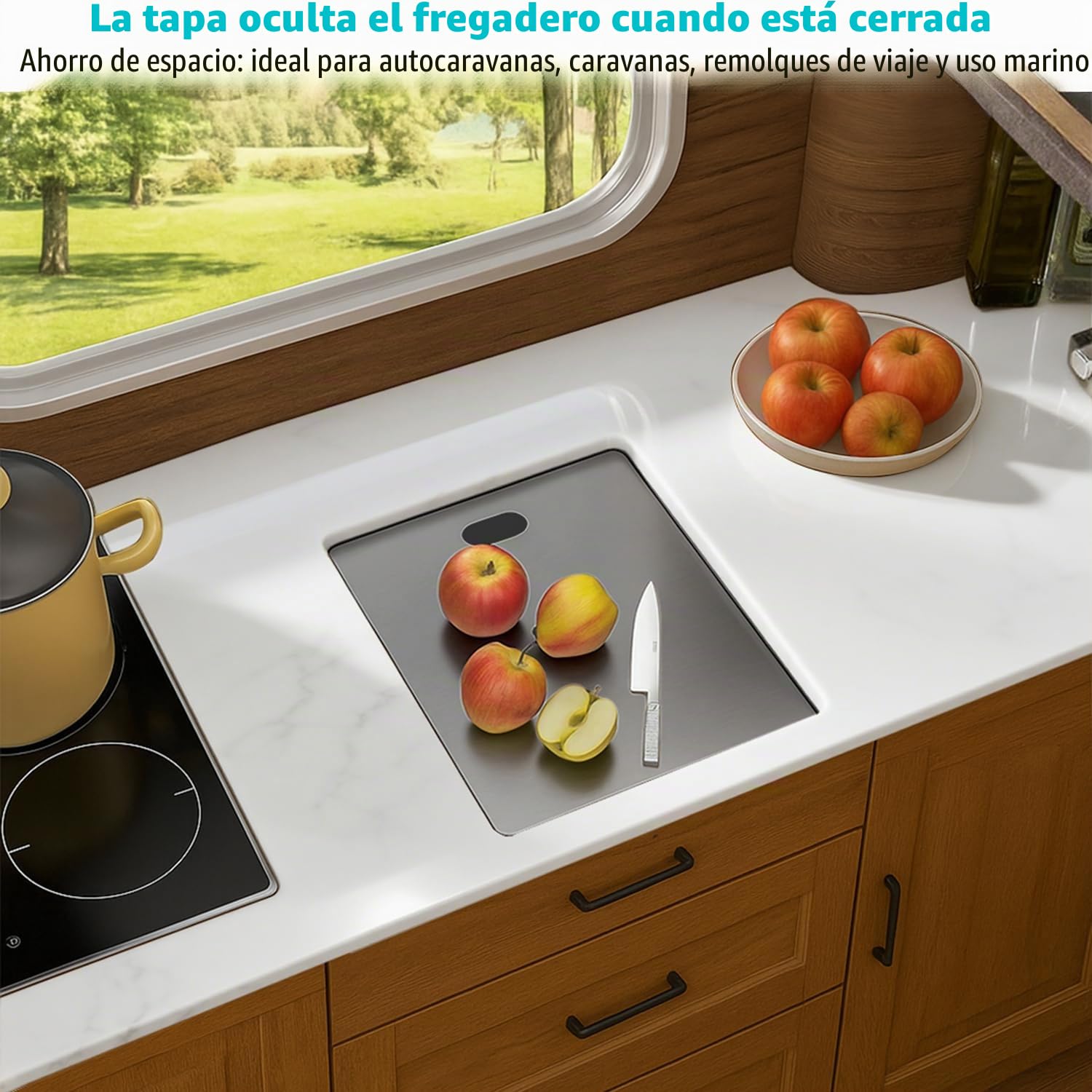 negro oculto fregadero cocina 1 seno, 30x45 cm, fregadero de acero inoxidable tipo undermount para bar/fregadero camper para camping y espacios pequeños