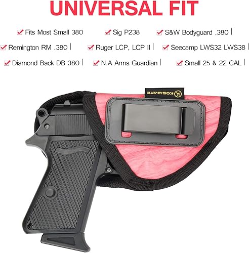 Miniatura 6 de Kosibate S&W Bodyguard 380 - Funda de piel sintética IWB, compatible con Taurus TCP, Sig P238, Jimenez JA, PPK .380
