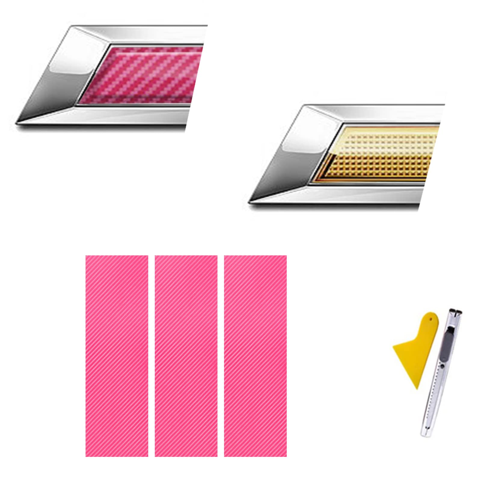 Compatible with Bowtie Logo Wrap Stickers Cut-Your-Own Emblem Overlay DIY Decals for Chevy 3PCS Pink