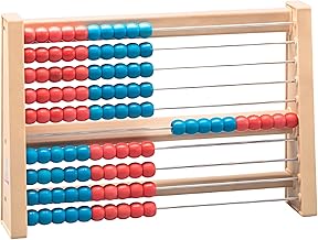 Wissner Active Learning 080203.IMP - RE Wood Calculator Frame with 100 Balls in Blue and Red, Sustainable Educational Toy for Primary School, Non-Toxic