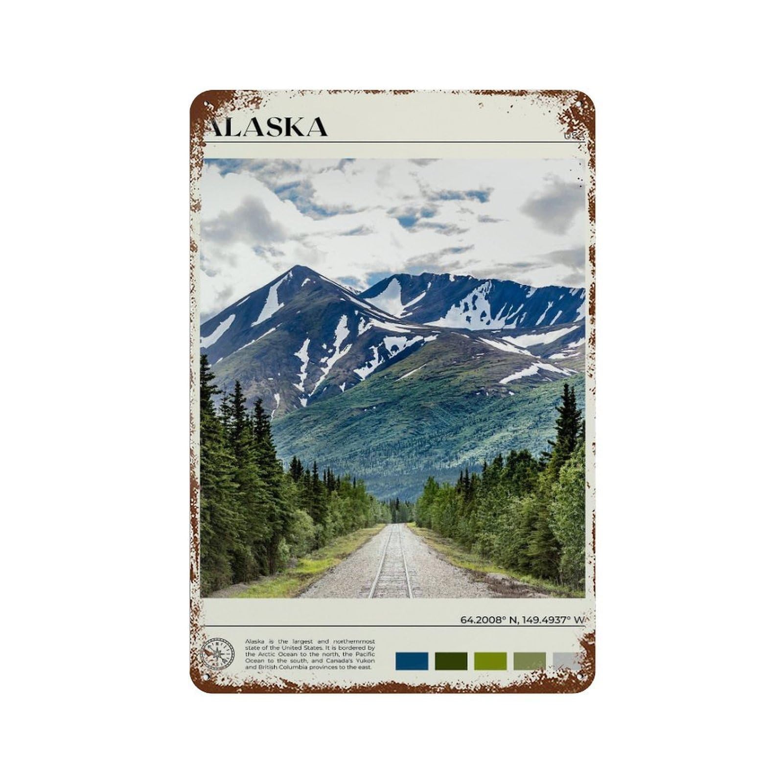 xiaoxiaoshen Real Photo Alaska Decor United States Wall Decor Art Metal Tin Poster Modern Home Decor Art Home Bar Shop Decorations Vintage Sign 30x20cm