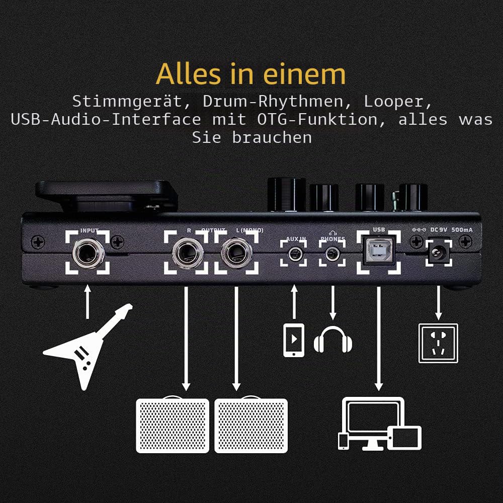 Valeton Effektpedal Multi-Effekte Gitarren Bass Prozessor (GP-100 Schwarz)