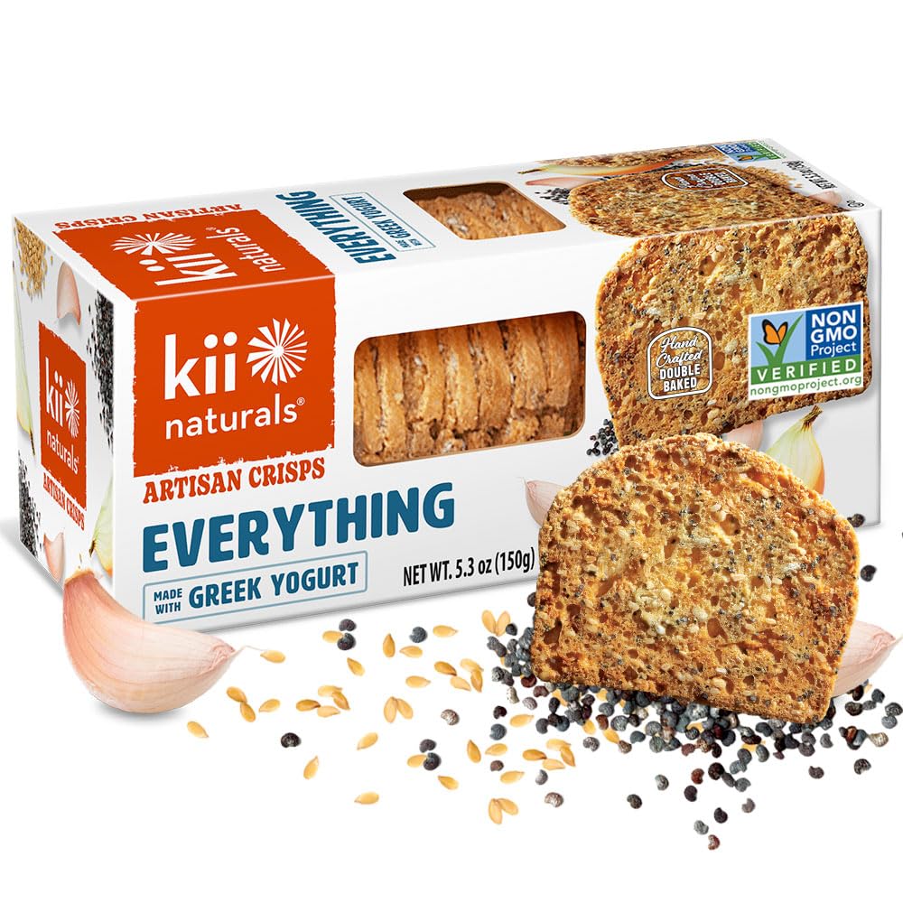 Artisan Crisps, Healthy Snack Crackers for Cheese, Meats, Spreads, Charcuterie Board - Non-GMO, Kosher, No Preservatives, Hand-Crafted - Everything, 5.3 Ounce (Pack of 1)