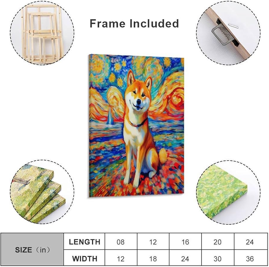 Amazon.co.jp: カラフルな犬の抽象アート犬 柴犬 動物アート 絵画