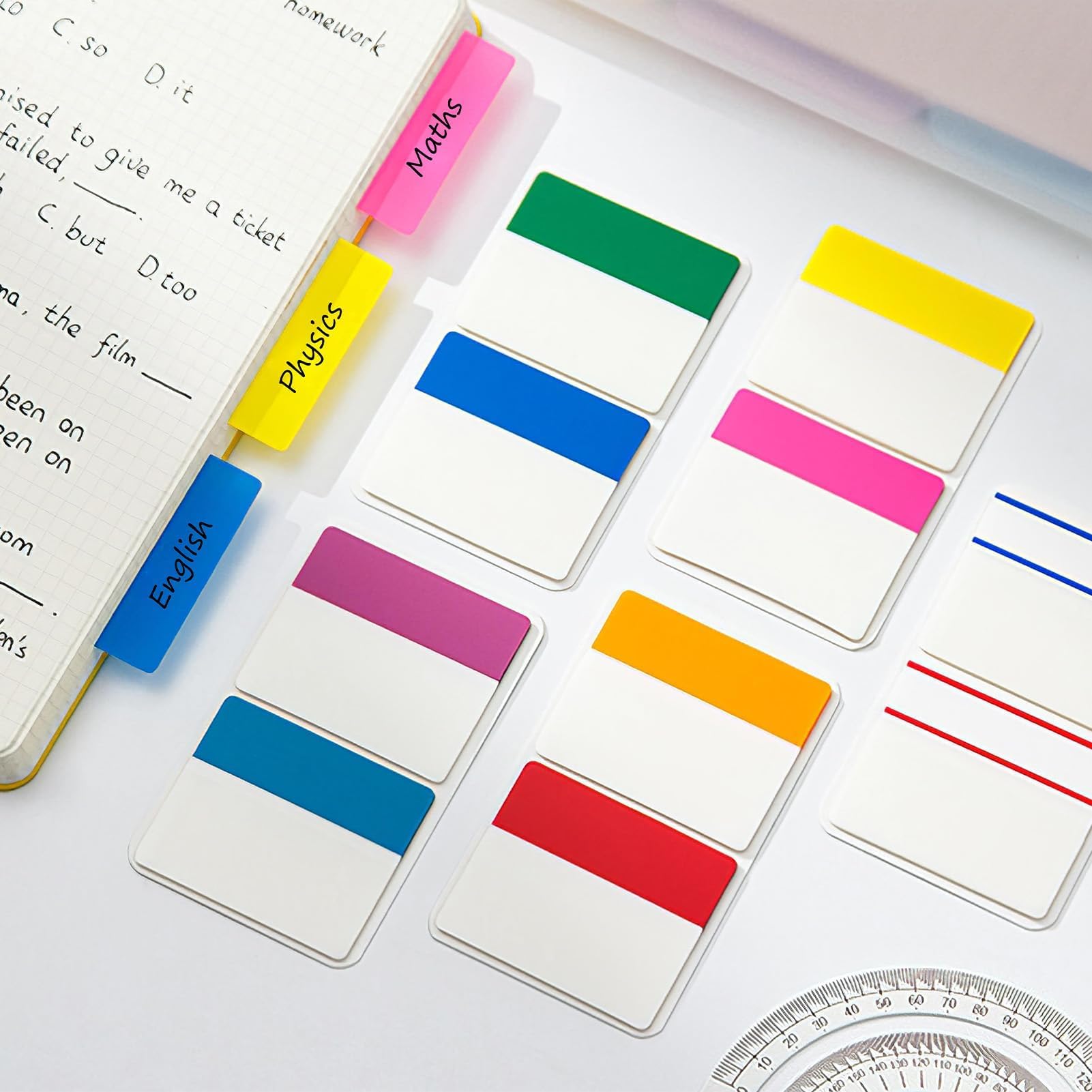 500 Onglets Index Collant, 400 5.1x4cm Marque Page Adhésif en 10 Couleurs und 100 petites Onglets, Autocollantes d'Index Étiquettes pour l'Apprentissage et l'Organisation