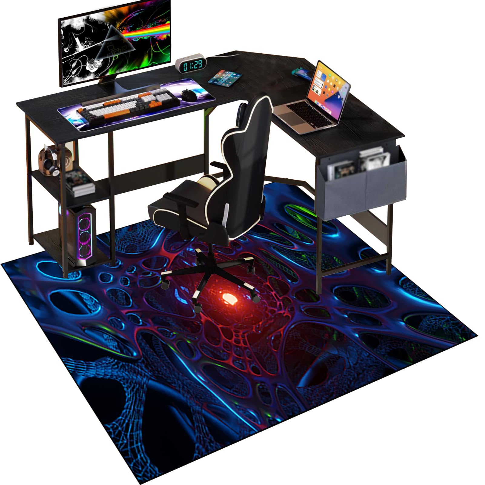 Gaming Chair Mat Non-slip 120 x 160 cm Floor Protector for Carpets and Hard Floor Surfaces, Hard Floor Protector Mat for Gaming and Office Chairs, Office Chair Mat for Carpeted and Hardwood Floor