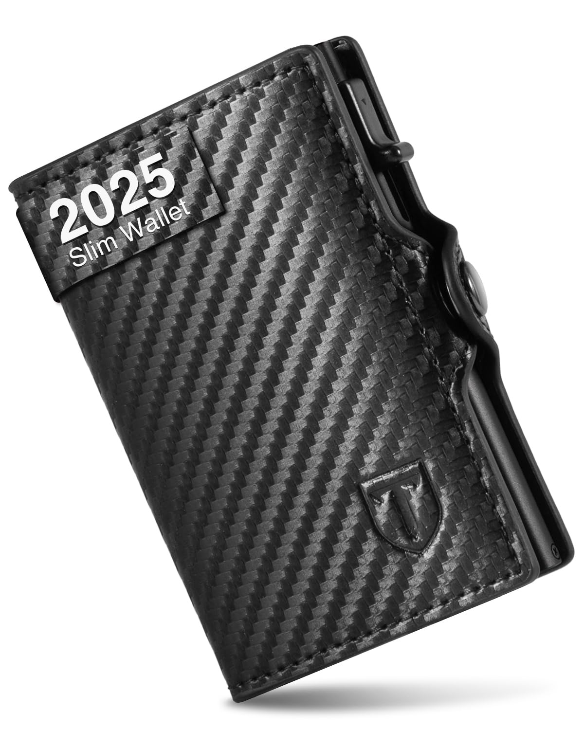 TENBST Portafoglio Uomo Slim Piccolo, Porta Carte Di Credito con Rfid Protection, Portacarte Uomo Portatessere in Fibra di Carbonio, Portamonete Portafogli Mini con ZIP, Idea Regalo, Scatola Nero