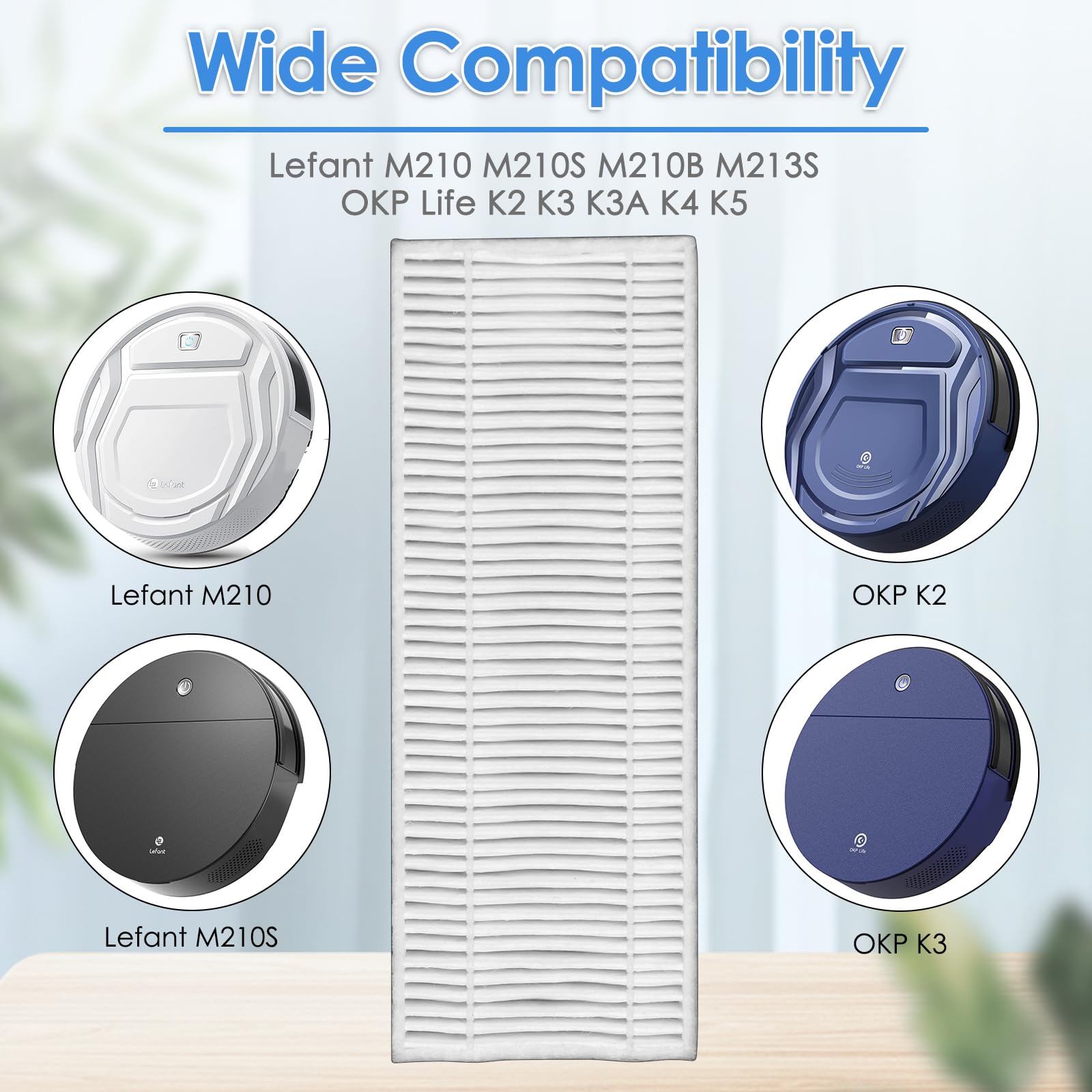 10 Filtri HEPA Compatibili Lefant M210, OKP Life K2-K5 - Ricambi Aspirapolvere Robot