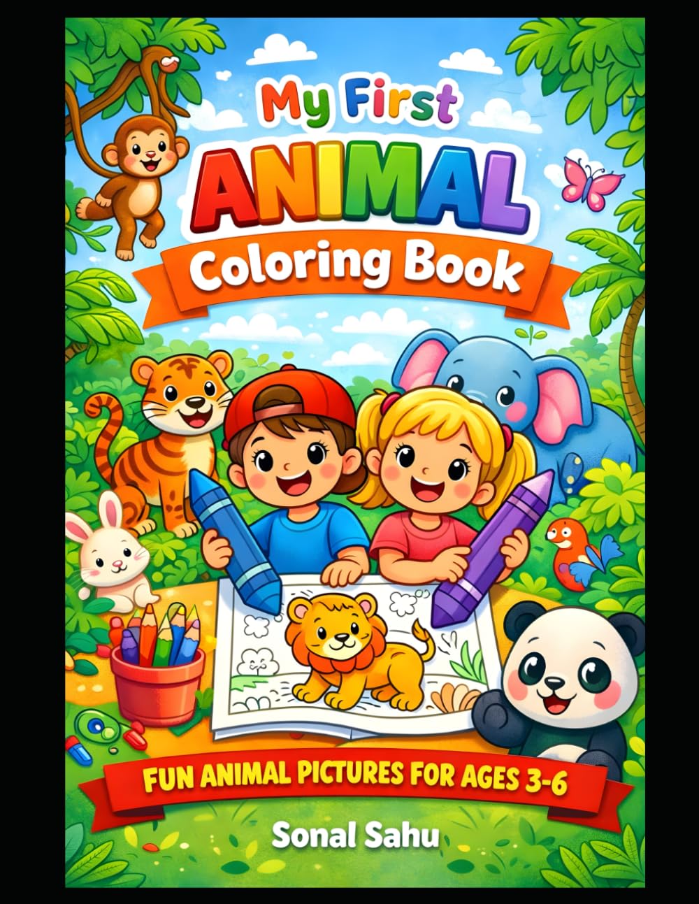 Animal Coloring Book For Kids: Fun Animal Coloring Book For Kids Age-3 to 6