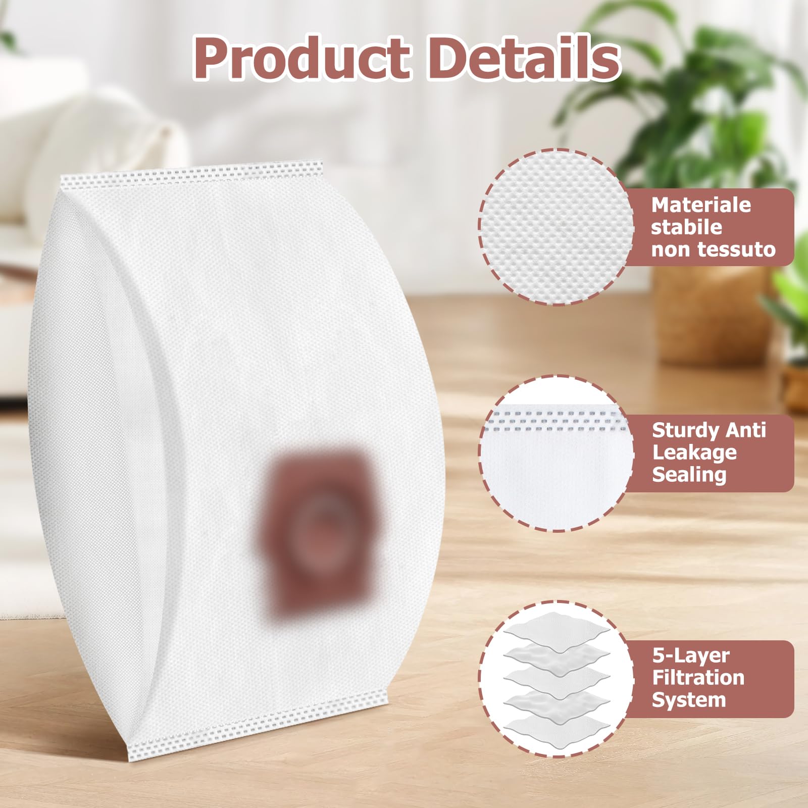 Paquete de 12 bolsas para aspiradora Miele TU Guard L1 / Guard S1 / CO Guard M1, bolsa de repuesto de gran capacidad, 3 filtros de protección del motor