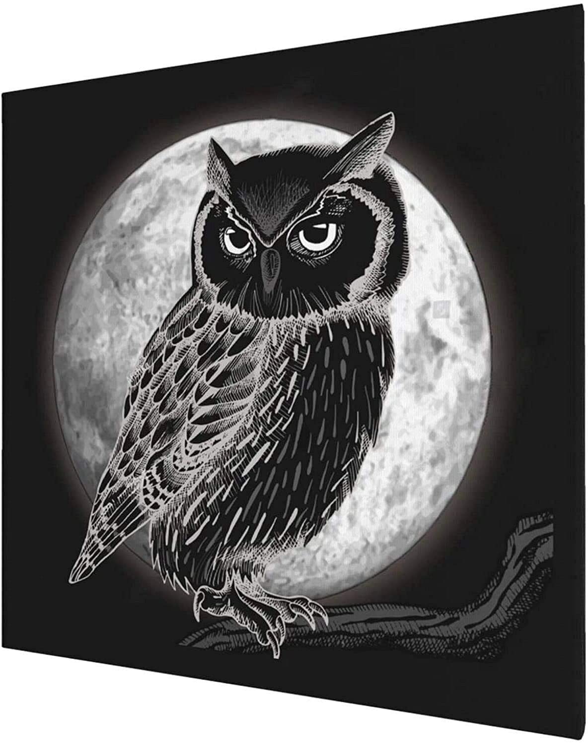 Amazon Co Jp 絵画 油絵 夜 フクロウ 月 油絵 ポスター アートパネル 装飾画 インテリア 壁アート 寝室の装飾 壁掛け 壁飾り 飾り絵 新築飾り 贈り物50x50cm フレームレス ホーム キッチン