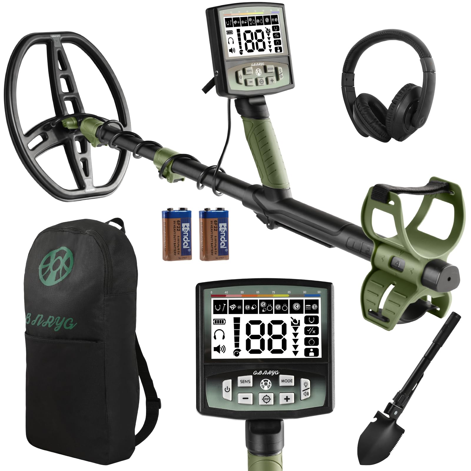 Gbnryg Professional Metal Detector for Adults,12" IP68 Waterproof Search Coil with LCD Backlight,5 Modes Gold Detector,Advanced DSP Chip&High Accuracy System for Beach/Gold Hunting