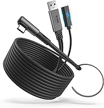 KIWI design Link Cable with Charging 5M Compatible with Meta Quest 3s Quest 3 Quest 2/Pro/Pico 4 and PC/SteamVR Accessories, USB 3.0 to USB-C Link Cable with Super Fast 5Gbps, for Extended Play