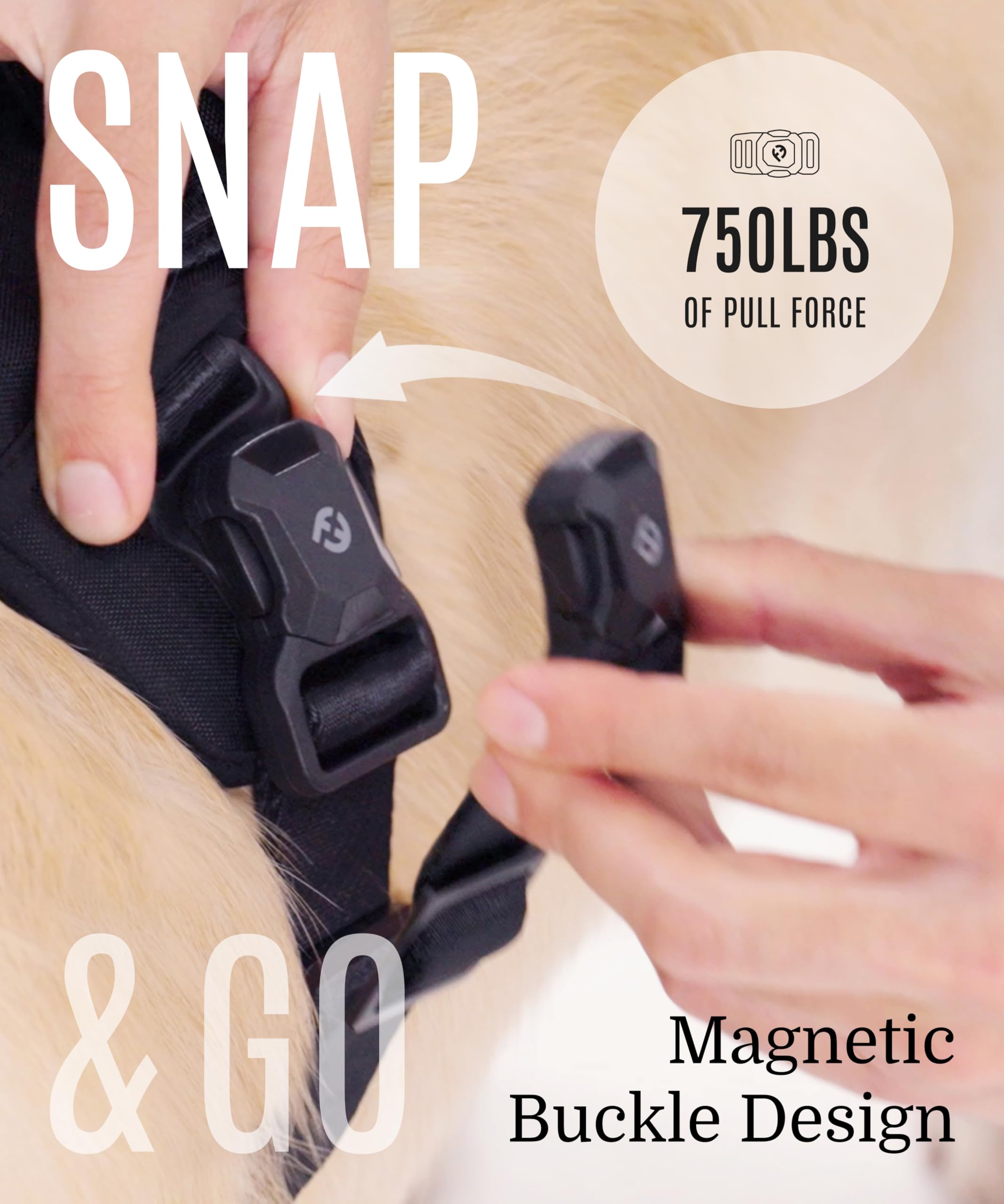 2026 New Edition, Fei & Eve MagEase Dog Harness - 3-Second Magnetic Buckles | 3-Point No-Pull Control | Heavy-Duty 900D Nylon | Dual Safety Handles | Breathable Mesh | Adjustable Fit | X-Large, Blue - image 2