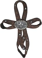 Vista 6 de Ebros Gift Grande rústico vaquero occidental o vaquera imitación cuero herramientas cinta floral encaje Le Fleur cruz cinturón hebilla concho