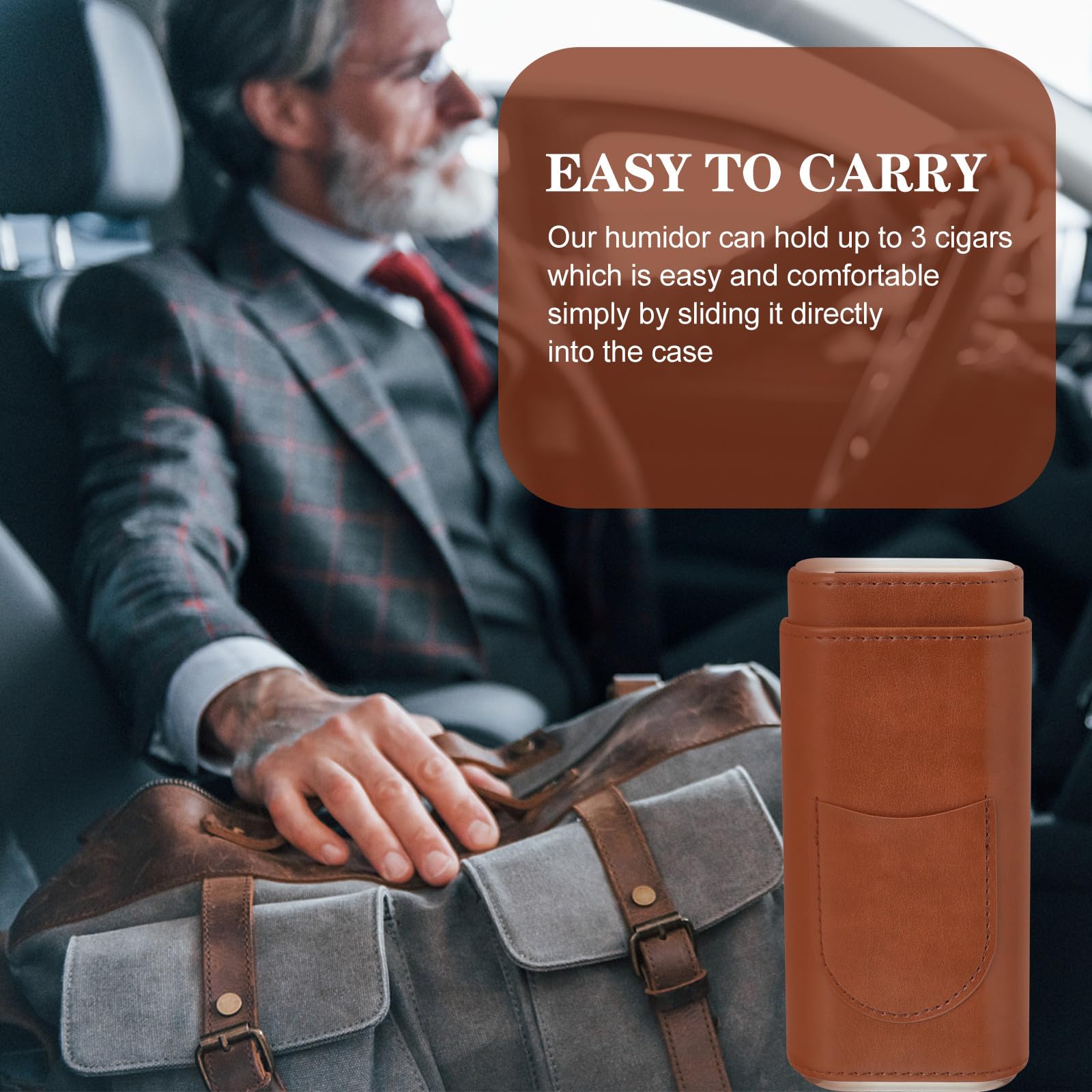 TOYANDONA Tragbare Zigarrentasche aus Pu Leder in Braun mit Einfachem Design Leicht und Kompakt für Casual Gebrauch und Verstauen in Tasche