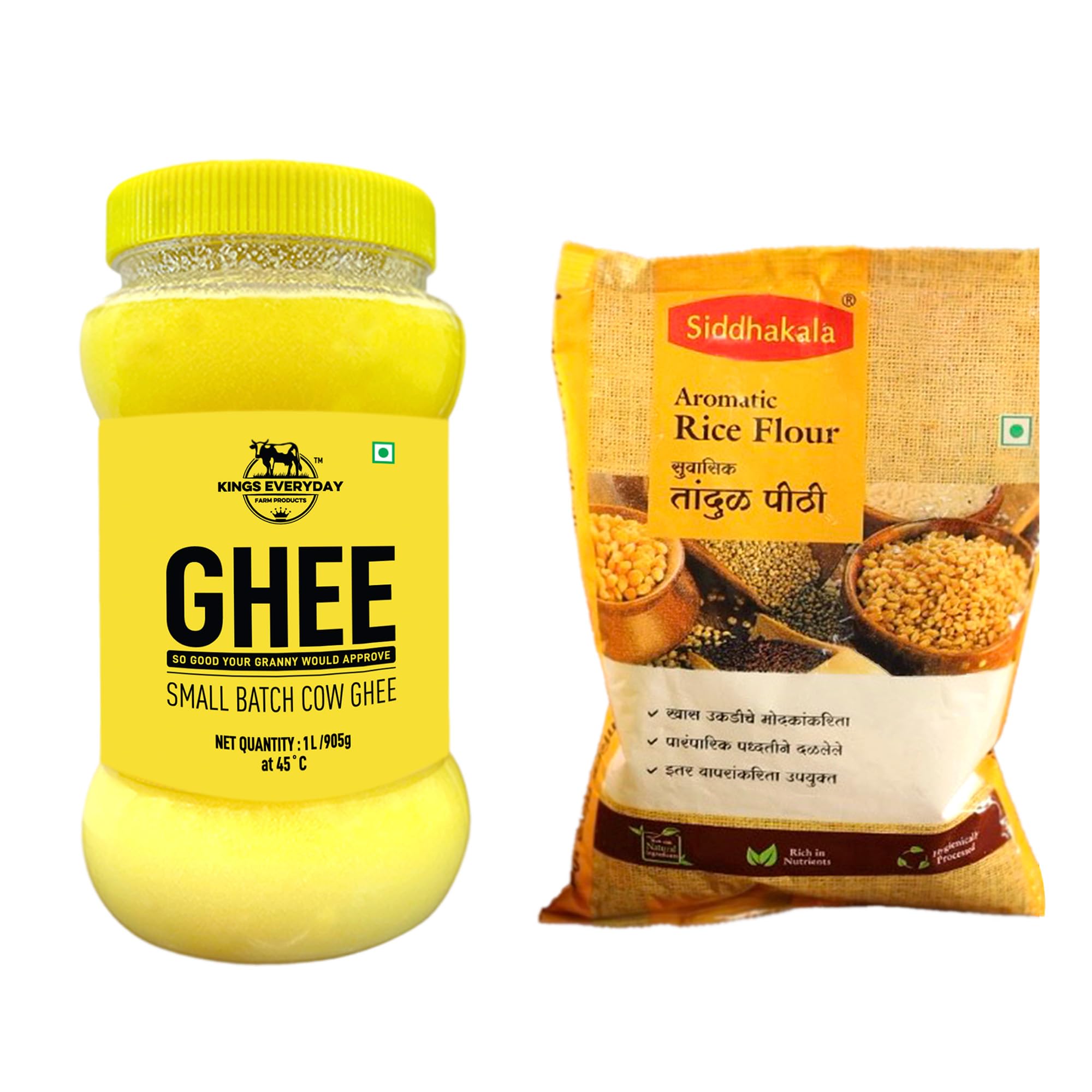 Kings Everyday Desi Danedar Cow Ghee - Fresh, Pure, and Nutrient-Rich Clarified Butter | Get 500gm Siddhakala Rice Flour | Highly Nutritious and Aroma-Rich | 1000 ml for Improved Digestion and Delicious Cooking (B0DF2S8XSH) Amazon Price History, Amazon Price Tracker