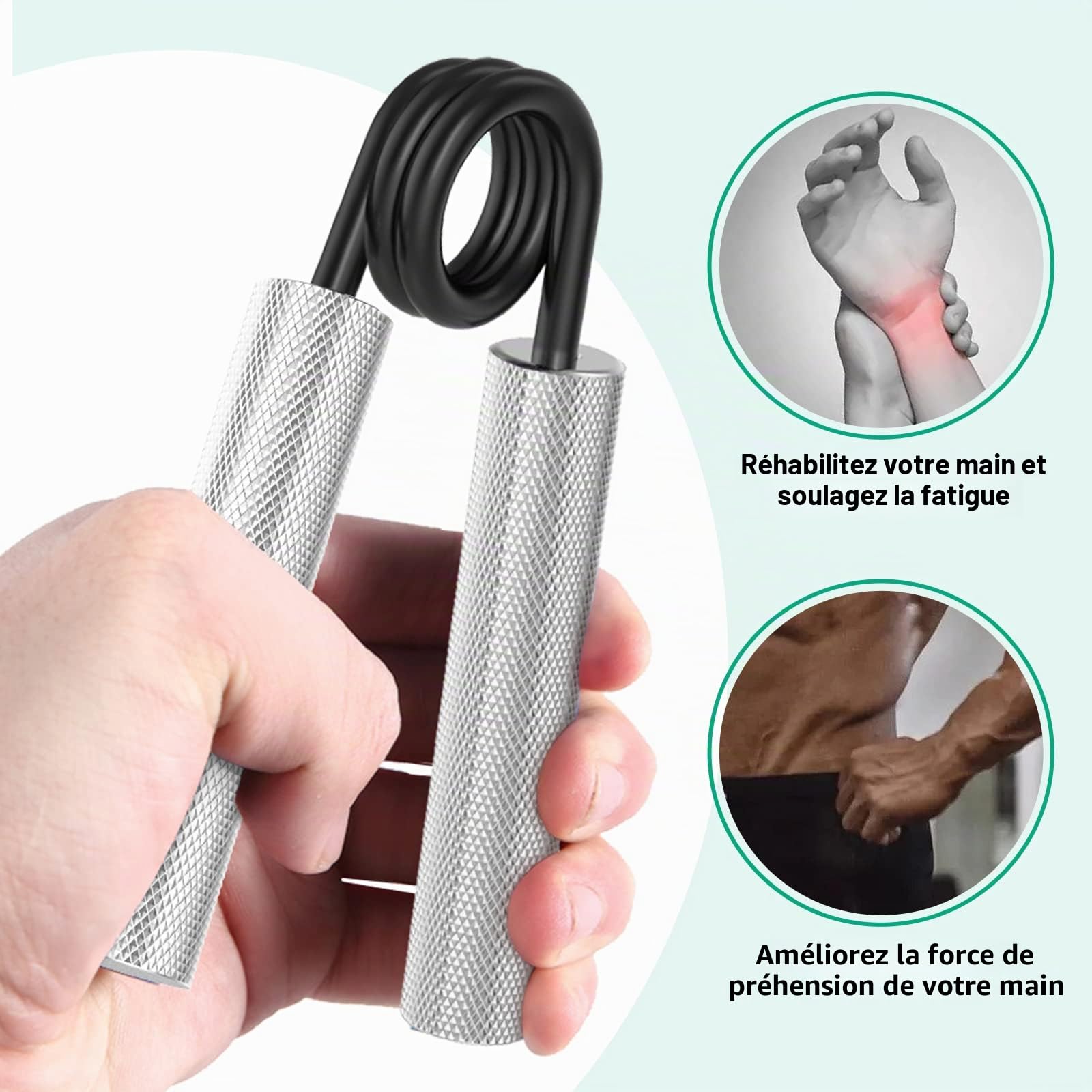 ZEAGUS Hand Grip,Metal Poignee Musculation Avant Bras Main Poignet | 22.5KG-157.5KG Hand Grip Musculation pour L'entraînement de la Force de la Main et la Récupération des Blessures