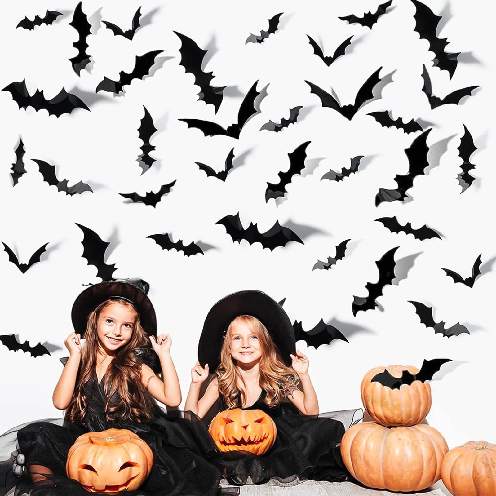 Dekoracje na Halloween, 180 szt., PCW, 3D, straszne nietoperze, dekoracja ścienna, naklejki na Halloween, nietoperz, 4 rozmiary, DIY, Halloween, nietoperz, naklejki ścienne do dekoracji domu