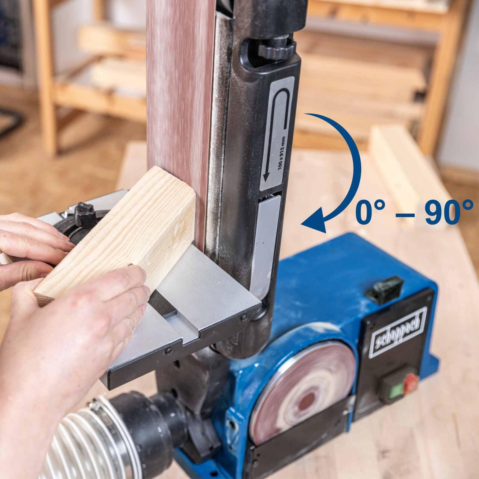Scheppach Band -& Tellerschleifer BTS800 Bandschleifer | Leistung 370W | Schleifband 915x100mm | Schleifteller-Ø 150mm | Tisch 0-45° | Schrägstellung 0°–90° | Gussmaterial-Konstruktion & Queranschlag