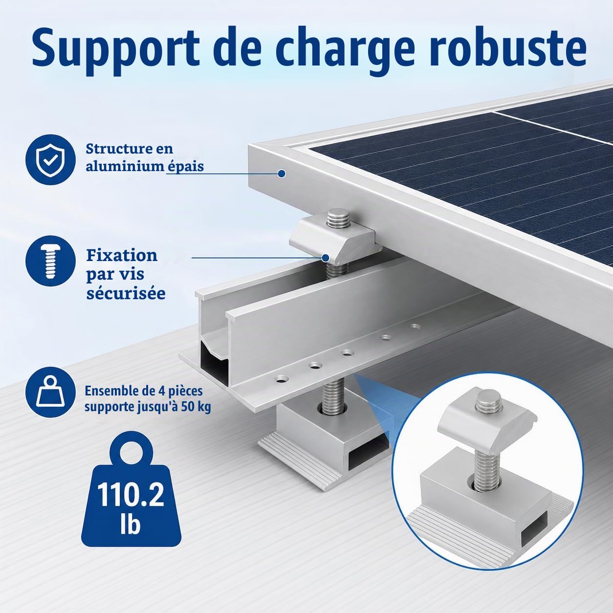 10pcs Panneau Solaire Kit De Support Rails Courts En Aluminium Kit De Montage Solaire Pour Toit Tuiles Système De Fixation,Pour La Maison, Yacht, Tuiles