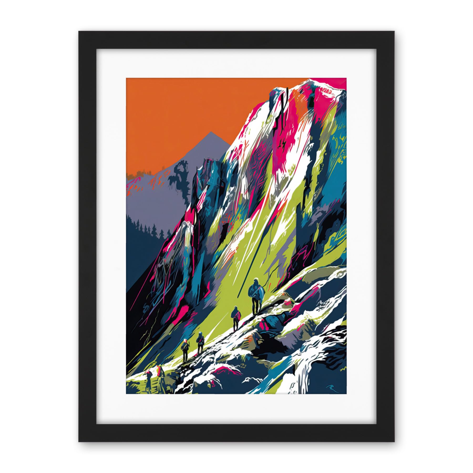 Artery8 Hikers on Helvellyn Mountain Ridge Landscape Artwork Framed Wall Art Print 18X24 Inch