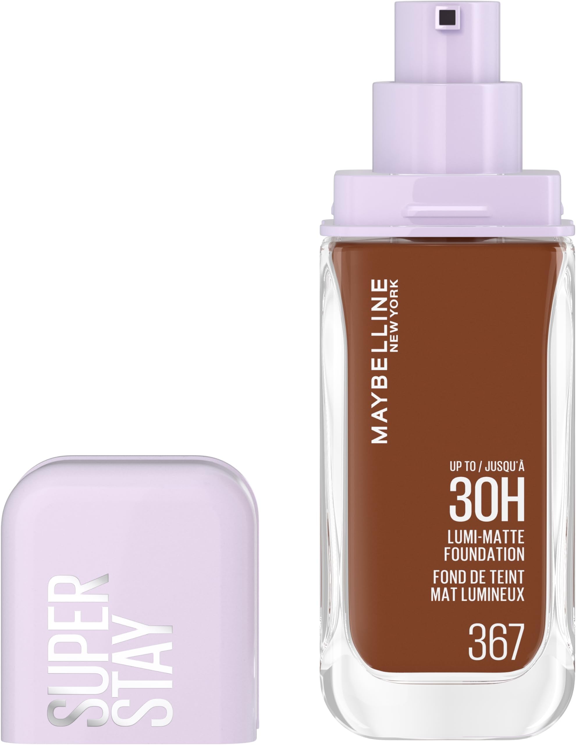 Maybelline New York 30H Lumi Matte Foundation, Long-Lasting Ultra Fresh Look with Matte Finish, Buildable & Light-Reflecting Foundation, Colour: 367 Dark Very Dark, Neutral Cool, Superstay
