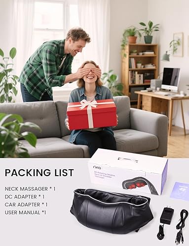 Miniatura 7 de RIKE Shiatsu - Masajeador de espalda y cuello con calor, masajeador eléctrico de espalda para aliviar el dolor, tejido profundo, almohada de masaje