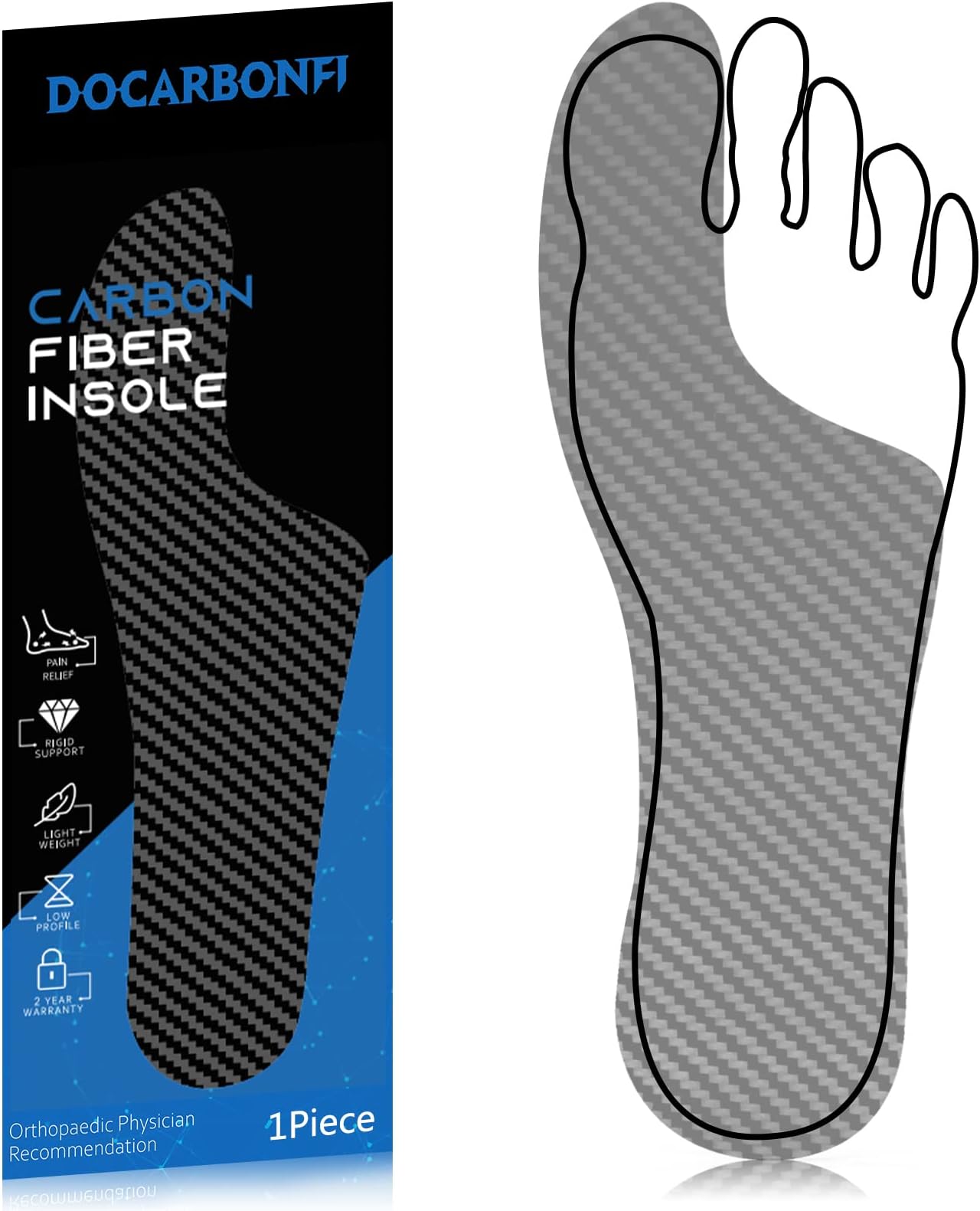 Mortonยดs Extension Orthotic,Recovery Carbon Fiber Insole, W 9-9.5,M 8-8.5