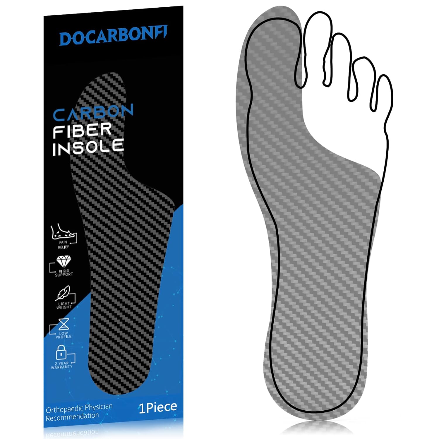 Morton s Extension Orthotic Recovery Carbon Fiber Insole 1Piece Very Rigid Foot Support Insert for Mortons Toe Turf