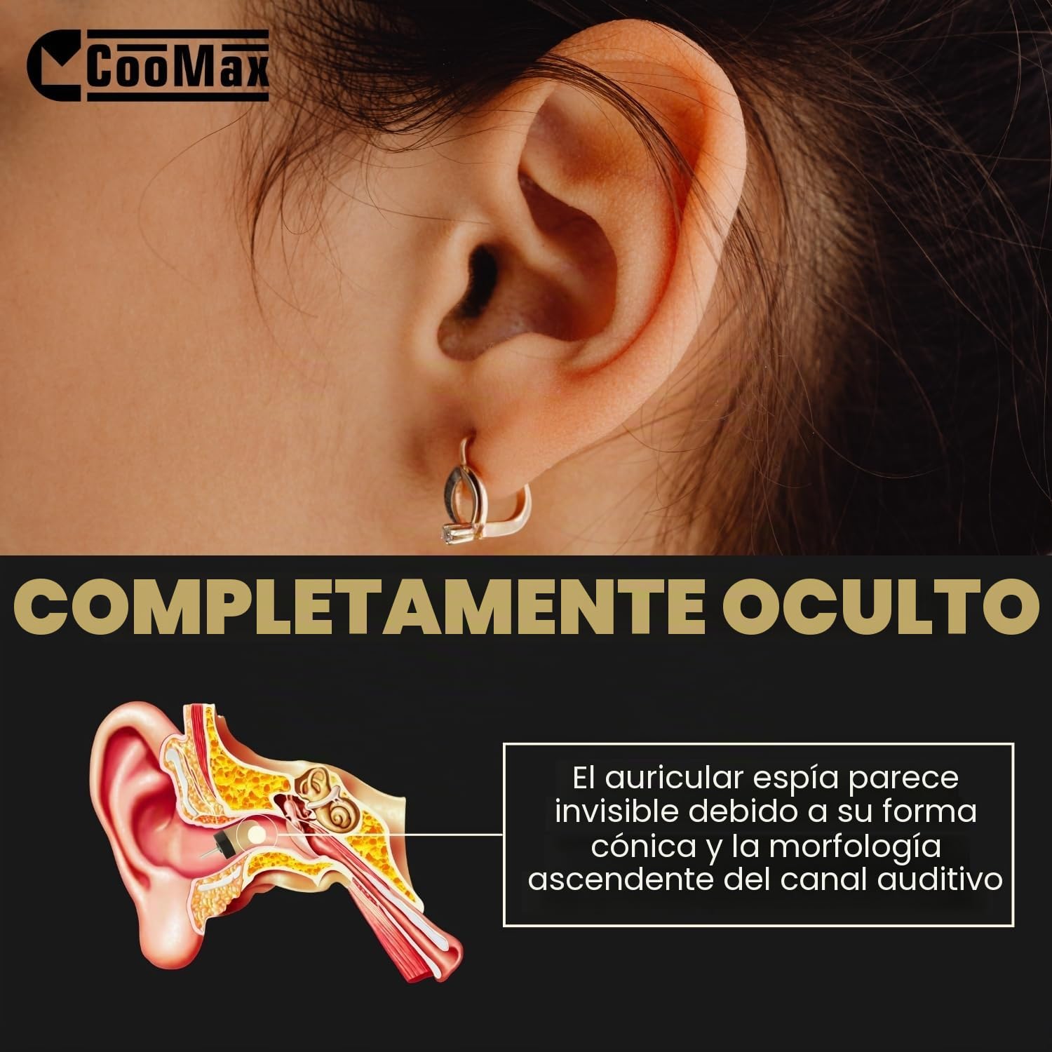 Pinganillo Examenes por Cable Oculto (VIP Pro Supermini + Microfono) | Jack 3,5 mm, Botón multifunción, Llamadas y grabaciones, Invisible, Auricular inalámbrico, Tamaño mini, Copiar en examen