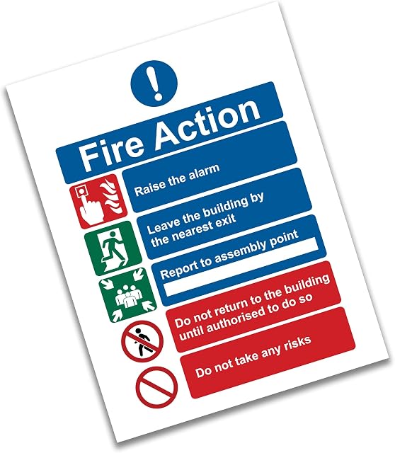 Rigid 2 mm Acrylic Fire Action Notice Sign - 15 x 20 cm Ideal Sized Fire Safety Signs