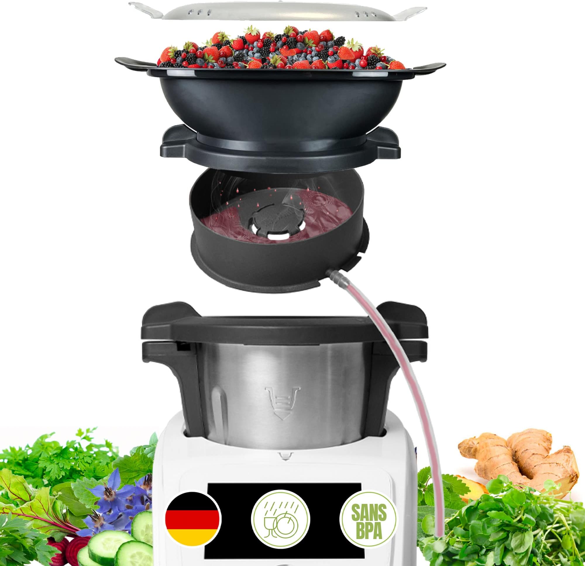 Steam Juicer for Monsieur Cuisine Connect, Smart & Trend - Accessories for Juicing Large Quantities of Fruit & Vegetables without Pressing, Made in Germany