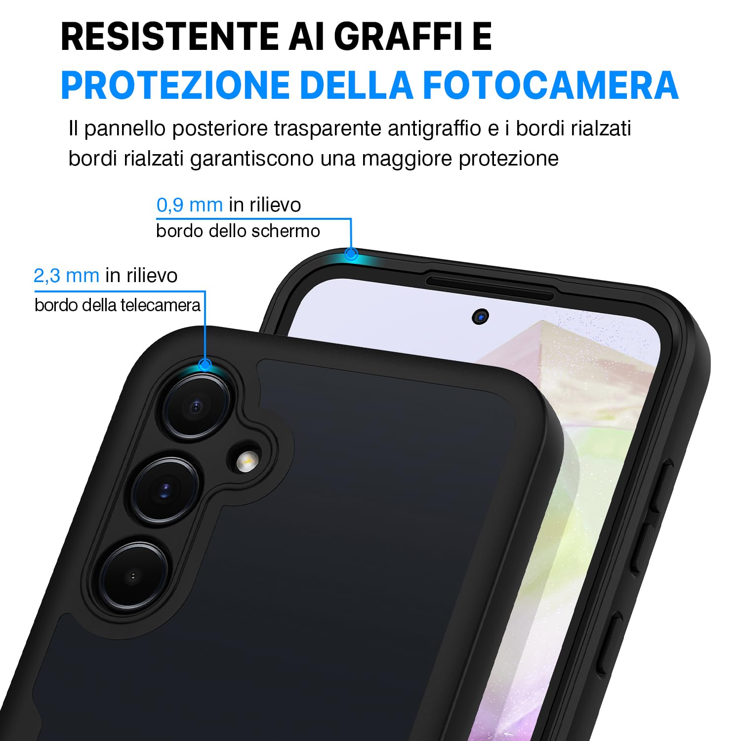 CENHUFO Cover Samsung A35 5G, Custodia Samsung A35 5G Antiurto 360 Gradi con Protezione Schermo Integrata Rugged Trasparente Case Doppia Faccia Fronte Retro Cover per Samsung Galaxy A35 5G - Nero