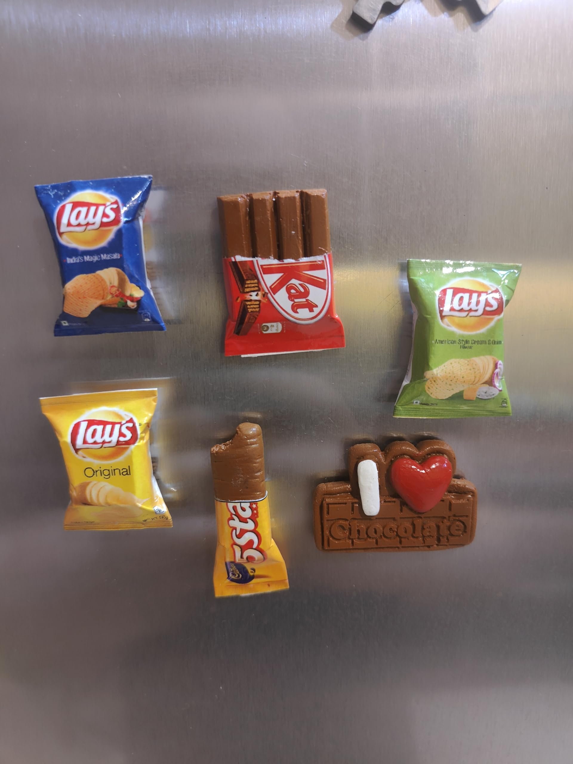 Bumbleberry Chips Set and Love for Cholocate Combo Miniature 3D Food Fridge Magnet | Set of 6 | Kitchen Decor | Handmade in India | 3D Fridge Magnets | Best for Gifting-image-10