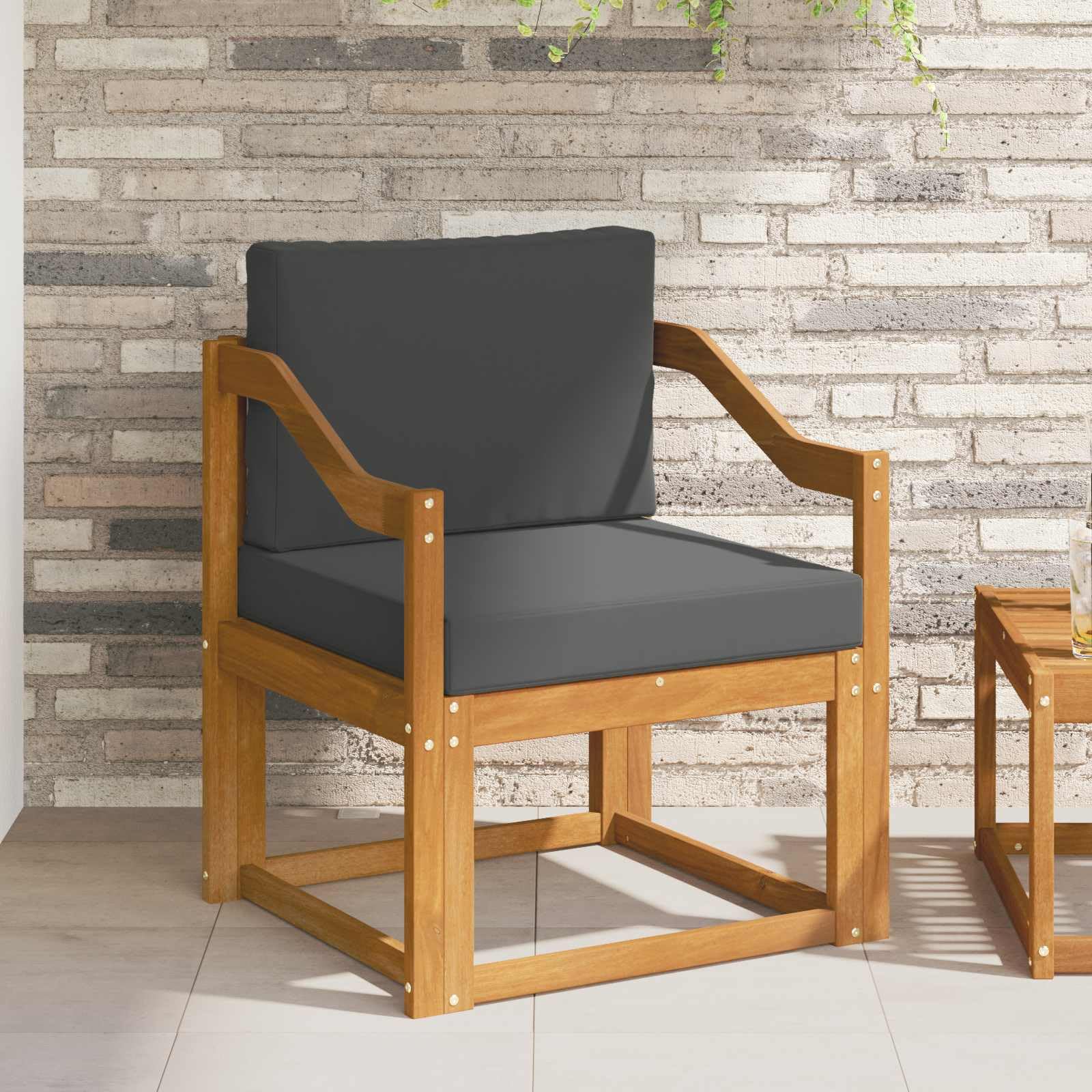 Set di mobili da giardino in legno di acacia massiccio e poliestere, resistente alle intemperie, per giardino, terrazza, balcone