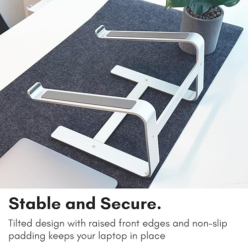 Miniatura 10 de Macally Soporte de aluminio para laptop para escritorio, funciona con todos los MacBookProAir y portátiles de entre 10 y 17.3 pulgadas, elegante y