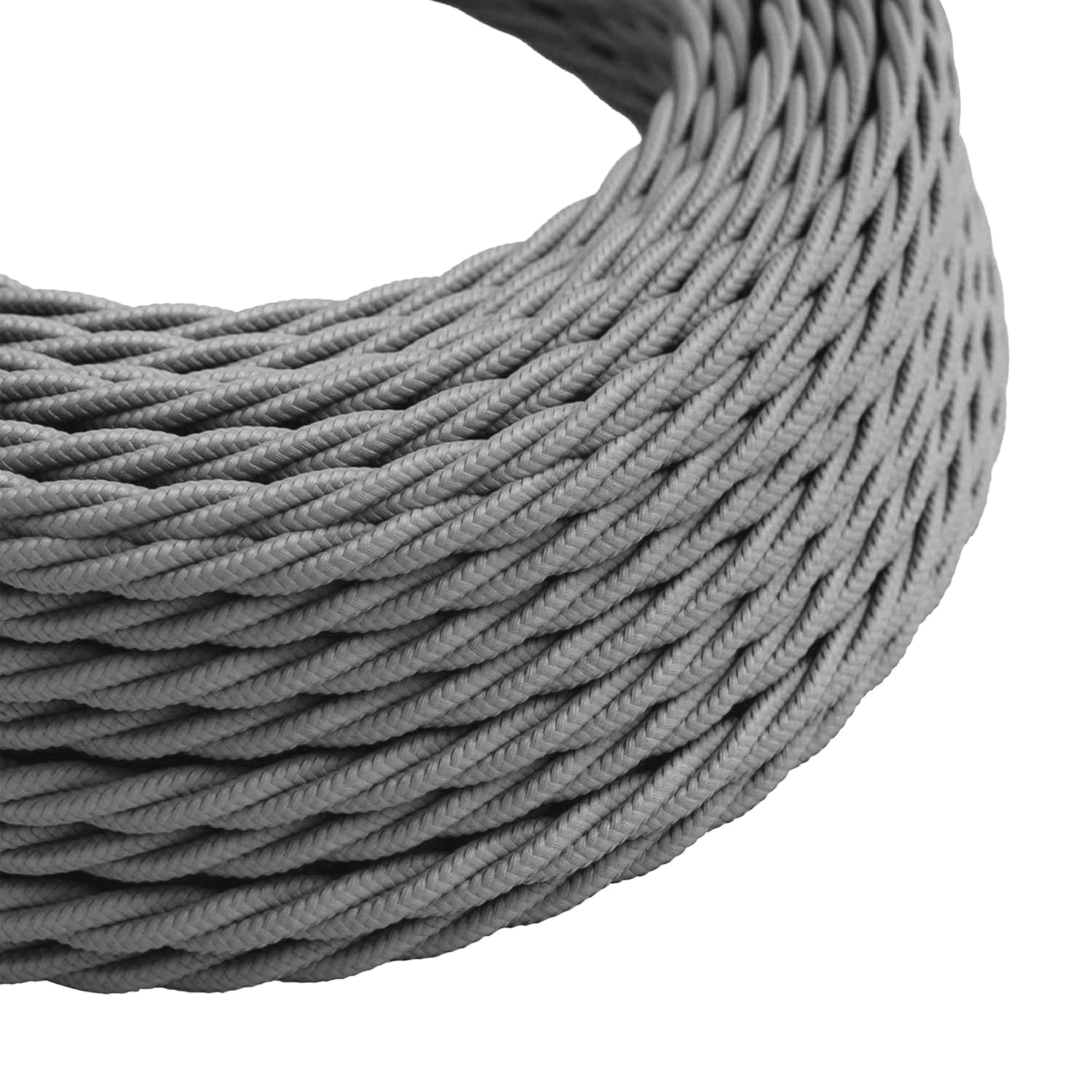 3m 3 Core Grey Flex Braided Electrical Cable DC VOLTAGE Vintage Antique 0.75mm, 18AWG Cloth Covered Fabric Twisted Electrical Wire for DIY Industrial Pendant Light, VDE Certification Lamp Cord