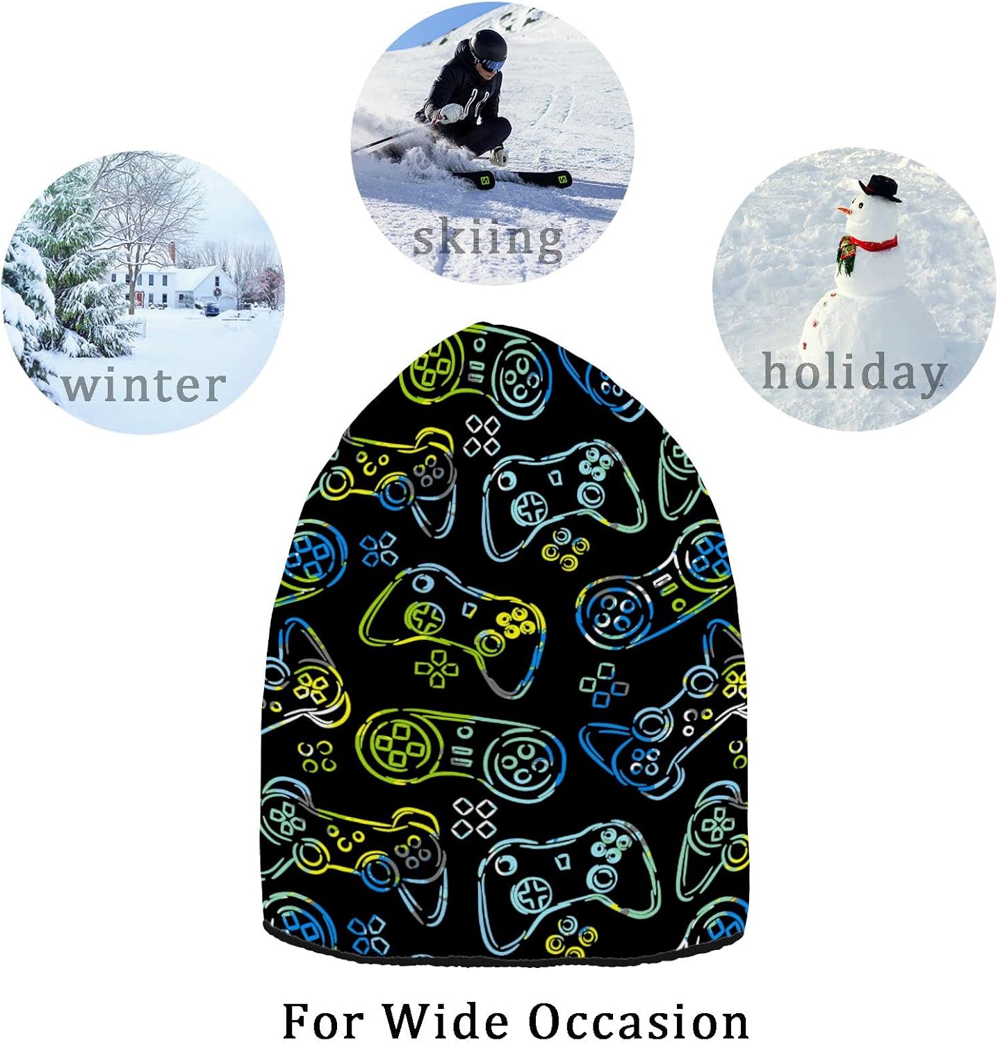 Naanle Sheep Beanie Hat Stretch Slouchy Warm Knit Winter Hats Skully White Beanie Ski Beanies Cap, Medium-Large - Image 7