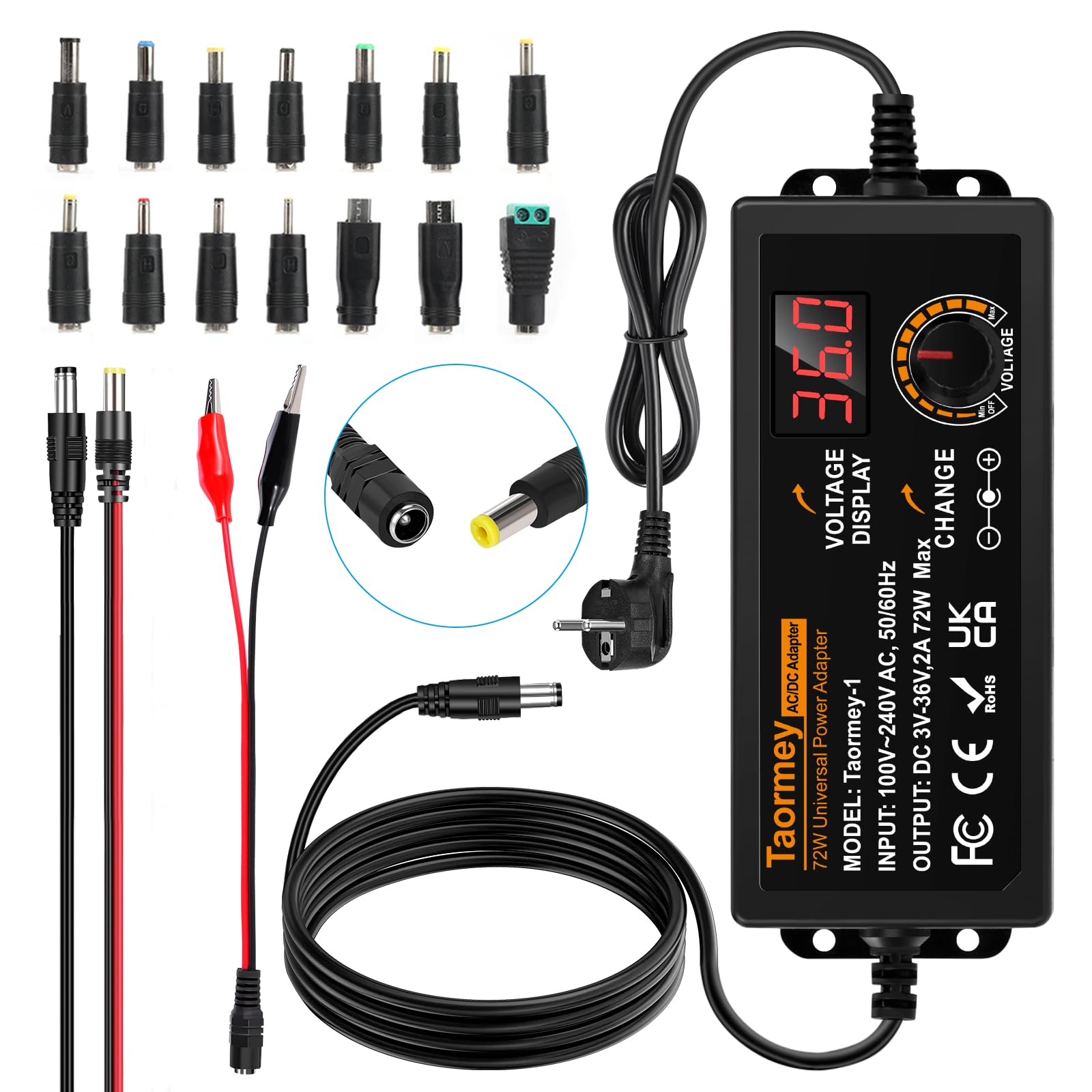 Taormer 3V-36V Einstellbares Netzteil Universal Netzteiladap