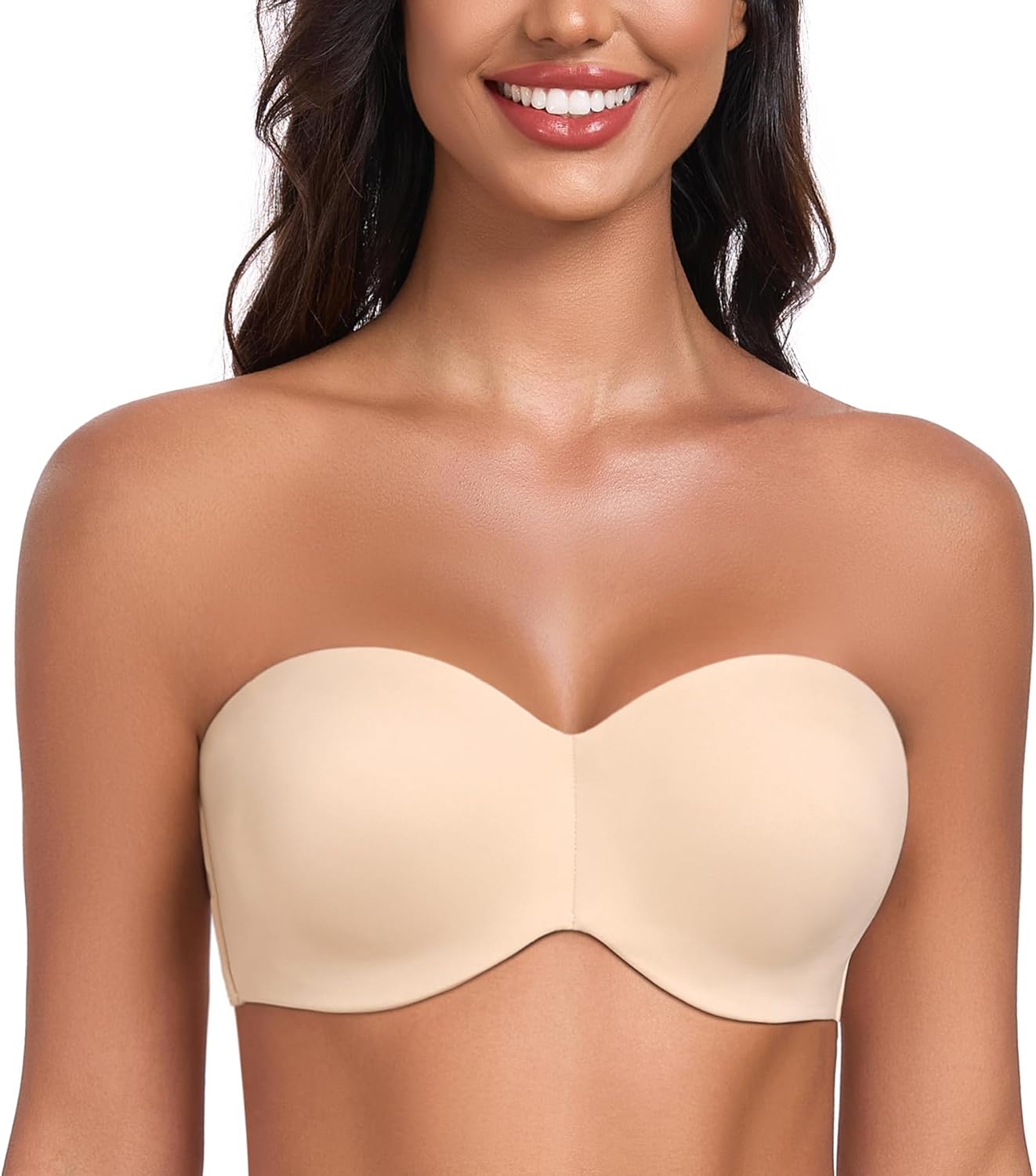 DotVol Women's Plus Size Unpadded Seamless Underwire Bandeau Minimizer Strapless Bra