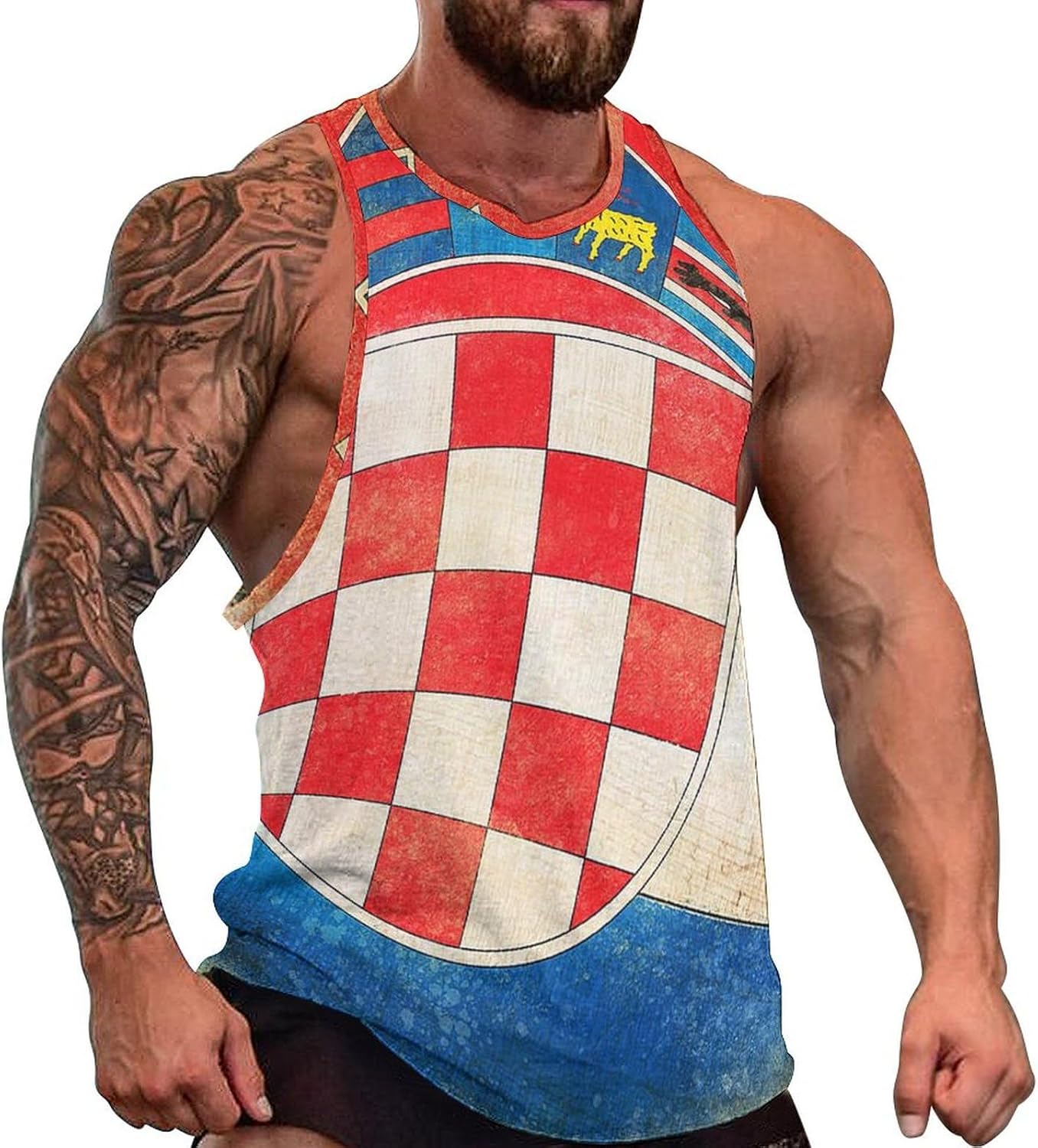 Croatia Flag Men's Activewear Tank Tops Gym Sleeveless Muscle T Shirts Workout Tees Vest