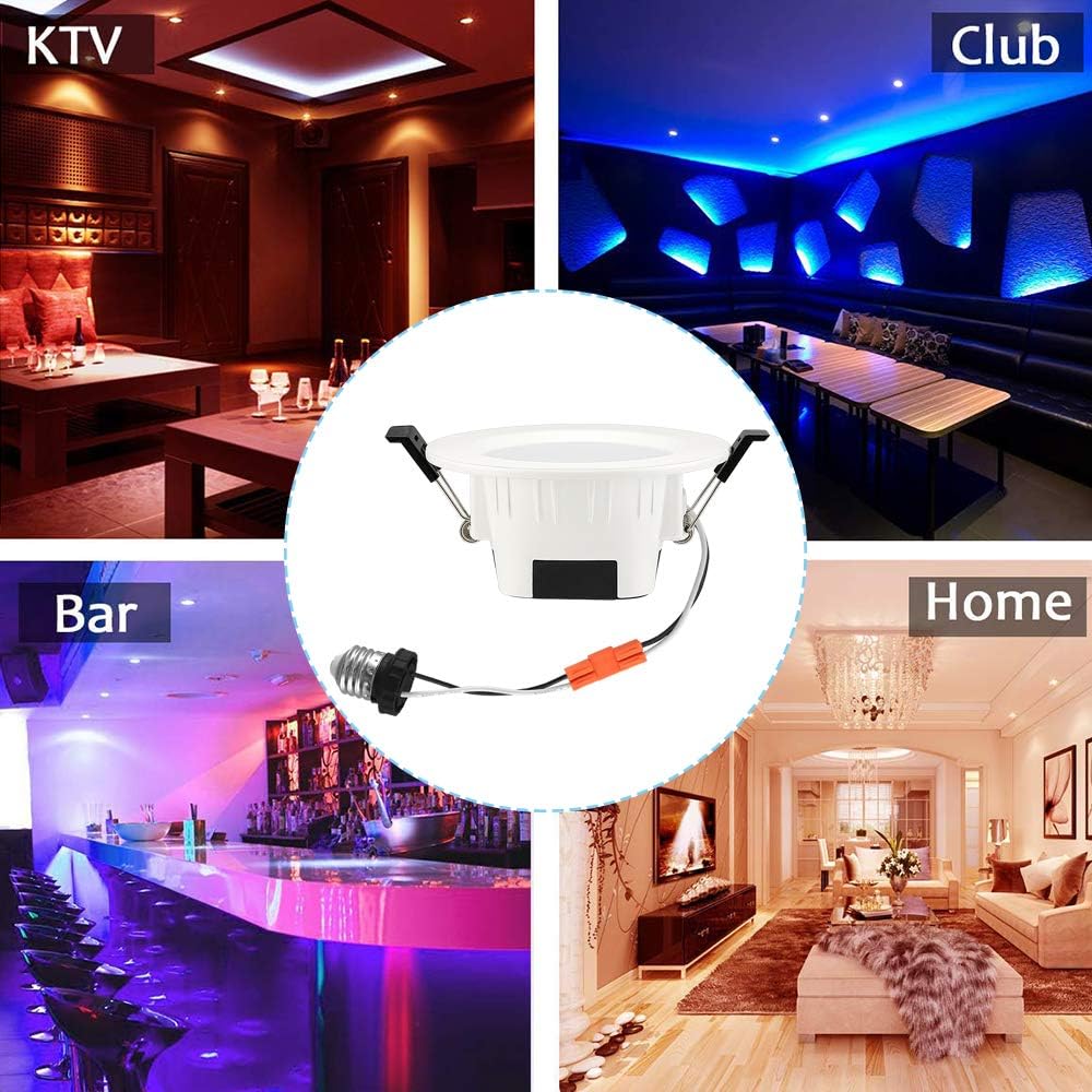 70% Off Everything Smart Led Downlight Kit, FVTLED 4pcs Wireless Bluetooth 5W Dimmable Recessed Spot RGBWC Multicolor Color 5 in 1 Ceiling Spotlight with Remote Control