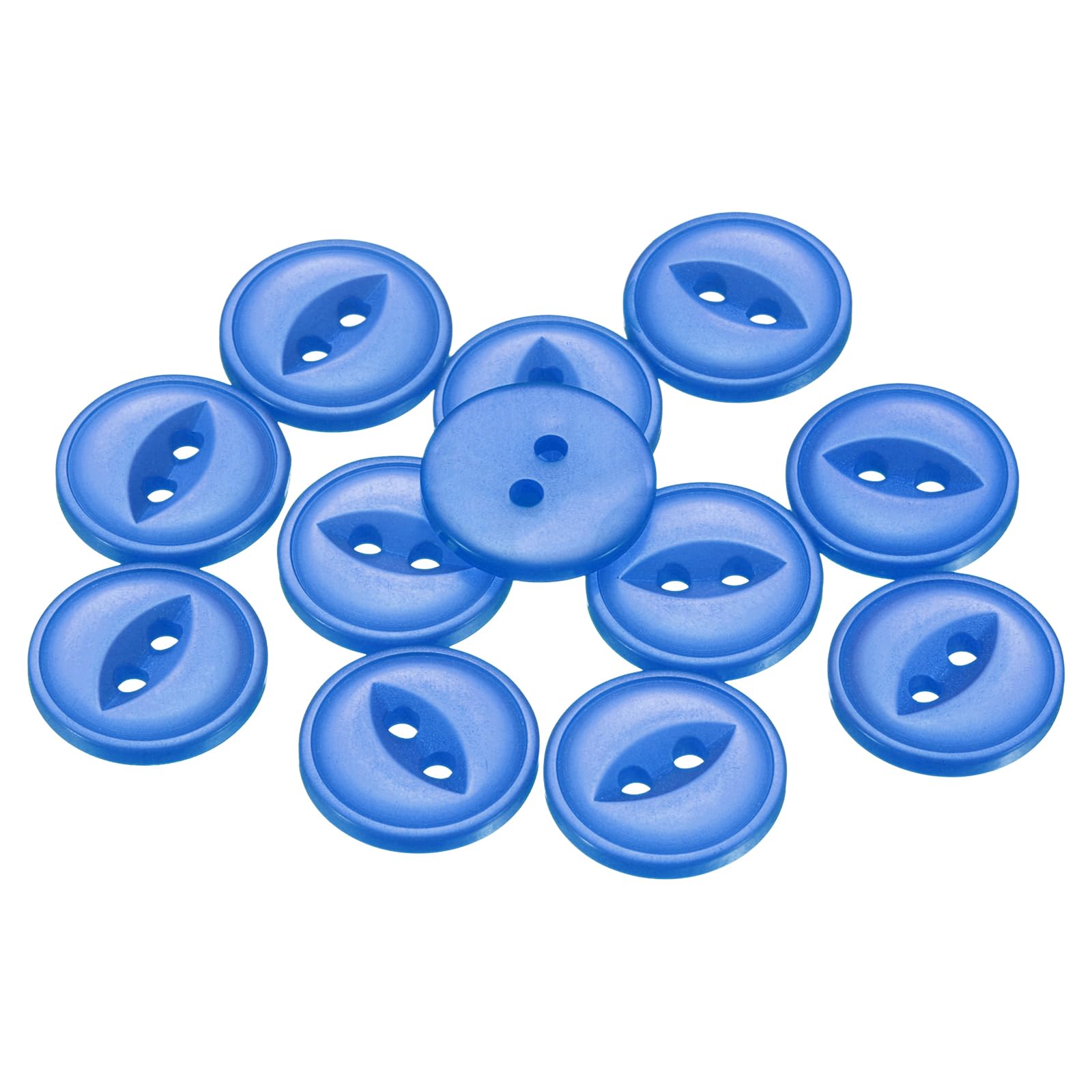 sourcing map 12pcs Sapphire Blue Round Sewing Button 15mm 2-Hole Fish Eye