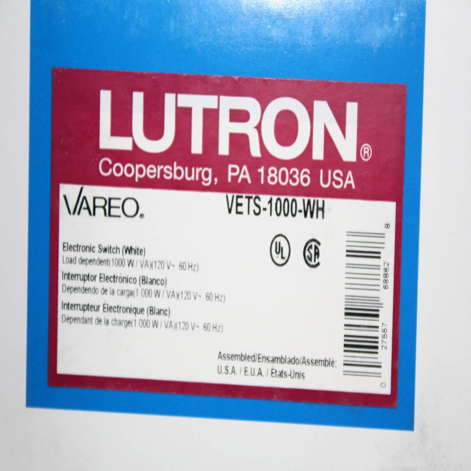 Lutron VETS-1000-WH Electrical Distribution Switcher