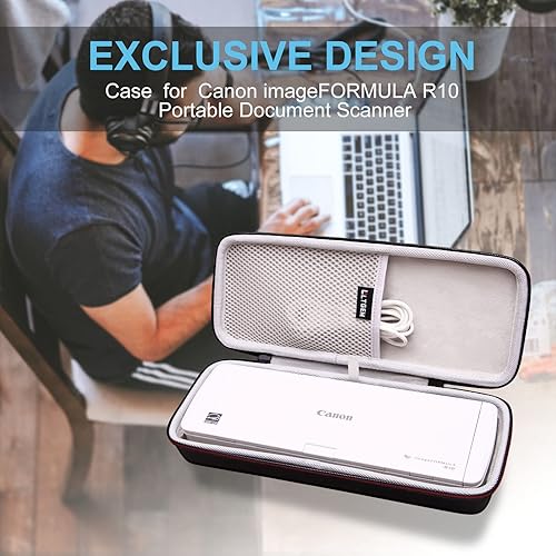 Miniatura 8 de LTGEM - Funda rígida de EVA para Canon imageFORMULA R10 portátil escáner de documentos – Bolsa protectora de almacenamiento